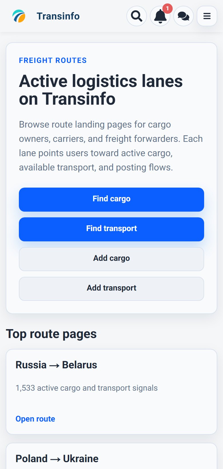 Route. Direction page